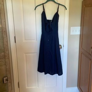 Navy front tie mid length summer dress